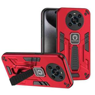 For Honor X9 Shockproof Holder Phone Case(Red)