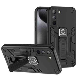 For Tecno Pop 5 Pro 2 in 1 Shockproof Holder Phone Case(Black)