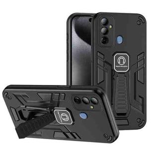 For Tecno Pop 6 Go 2 in 1 Shockproof Holder Phone Case(Black)