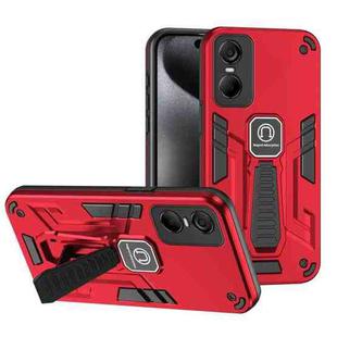 For Tecno Pop 6 Pro 2 in 1 Shockproof Holder Phone Case(Red)