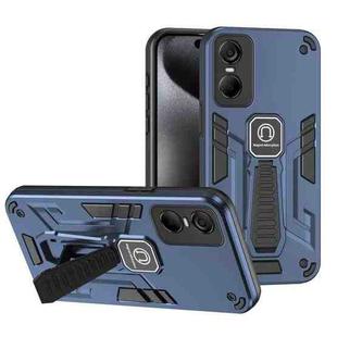 For Tecno Pop 6 Pro 2 in 1 Shockproof Holder Phone Case(Blue)