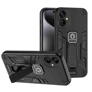 For Tecno Spark 9T 2 in 1 Shockproof Holder Phone Case(Black)