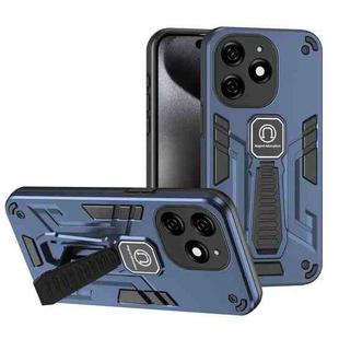 For Tecno Spark 20 2 in 1 Shockproof Holder Phone Case(Blue)