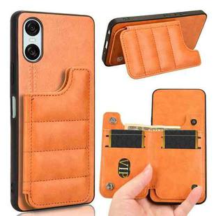 For Sony Xperia 10 VI Cow Pattern Sewing Card Bag Phone Case(Orange)