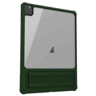 For iPad Pro 11 2022 / Air 10.9 2022 Transparent PC Hybrid TPU Tablet Case with Holder(Army Green)