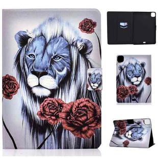 For iPad Pro 11 2024 Colored Drawing Smart Leather Tablet Case(Rose Lion)