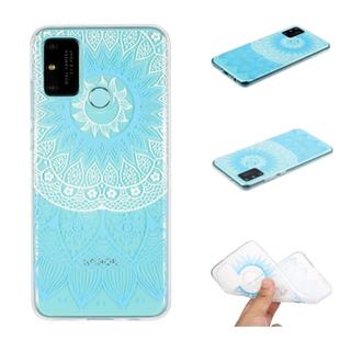 For Huawei P smart 2020 Coloured Drawing Pattern Transparent TPU Protective Case(Blue Flower)
