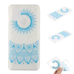 For Huawei Y5p Coloured Drawing Pattern Transparent TPU Protective Case(Blue Flower)