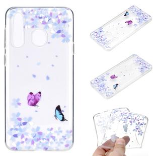 For Huawei Y6p Coloured Drawing Pattern Transparent TPU Protective Case(Flower Butterfly)