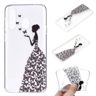 For Huawei Y6p Coloured Drawing Pattern Transparent TPU Protective Case(Butterfly Girl)