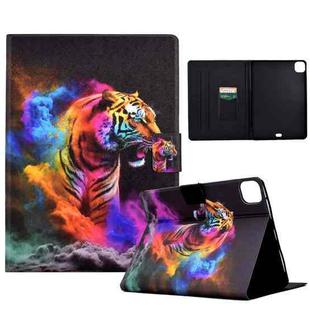 For iPad Pro 11 2024 Colored Drawing Smart Leather Tablet Case(Tiger)