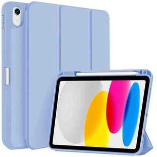 For iPad 10th Gen 10.9 2022 3-fold TPU Smart Leather Tablet Case with Pen Slot(Ice Blue)