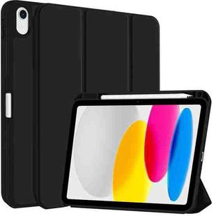 For iPad 10th Gen 10.9 2022 3-fold TPU Smart Leather Tablet Case with Pen Slot(Black)