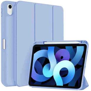 For iPad Air 5 / 4 3-fold TPU Smart Leather Tablet Case with Pen Slot(Ice Blue)