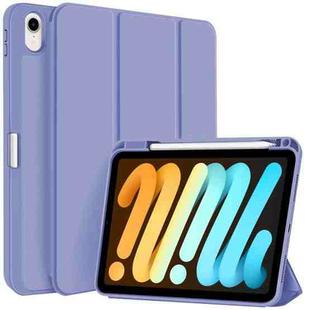 For iPad mini 6 3-fold TPU Smart Leather Tablet Case with Pen Slot(Lavender Purple)