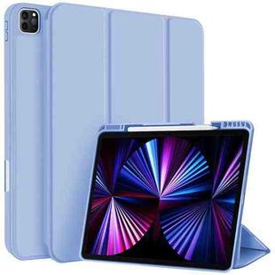 For iPad Pro 11 2022 / 2021 / 2020 3-fold TPU Smart Leather Tablet Case with Pen Slot(Ice Blue)