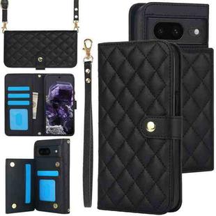 For Google Pixel 8 Crossbody Multifunction Rhombic Leather Phone Case(Black)