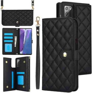 For Samsung Galaxy Note20 Crossbody Multifunction Rhombic Leather Phone Case(Black)