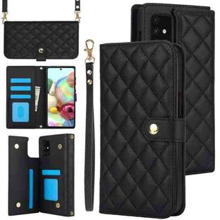 For Samsung Galaxy A71 4G Crossbody Multifunction Rhombic Leather Phone Case(Black)