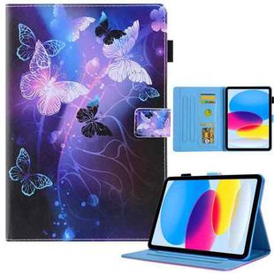 For iPad Pro 11 2024 Colored Drawing Leather Smart Tablet Case(Purple Butterflies)