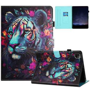 For iPad Pro 11 2024 Painted Litchi Leather Sewing Smart Tablet Case(Tiger)