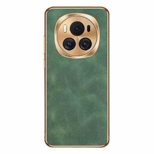 For Honor Magic6 Electroplating Lambskin Leather Phone Case(Green)