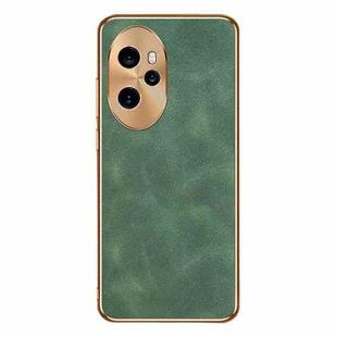 For Honor 100 Pro Electroplating Lambskin Leather Phone Case(Green)