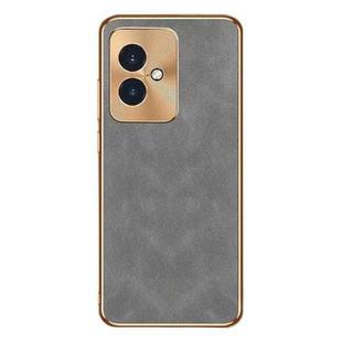 For Honor 100 Electroplating Lambskin Leather Phone Case(Grey)