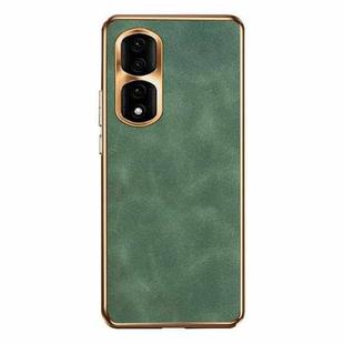 For Honor 90 Pro Electroplating Lambskin Leather Phone Case(Green)