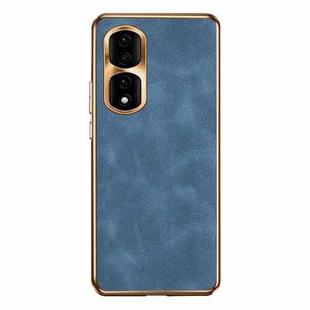 For Honor 90 Pro Electroplating Lambskin Leather Phone Case(Blue)