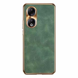 For Honor 90 Electroplating Lambskin Leather Phone Case(Green)