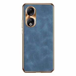 For Honor 90 Electroplating Lambskin Leather Phone Case(Blue)