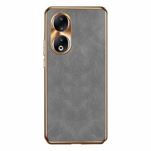 For Honor 90 Electroplating Lambskin Leather Phone Case(Grey)