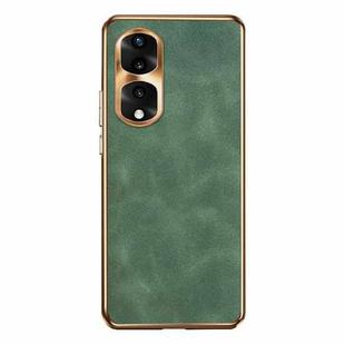 For Honor 70 Pro Electroplating Lambskin Leather Phone Case(Green)