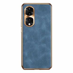 For Honor 70 Pro Electroplating Lambskin Leather Phone Case(Blue)
