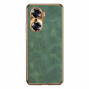 For Honor 60 Pro Electroplating Lambskin Leather Phone Case(Green)