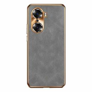 For Honor 60 Pro Electroplating Lambskin Leather Phone Case(Grey)