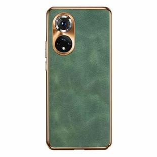 For Honor 50 Pro Electroplating Lambskin Leather Phone Case(Green)