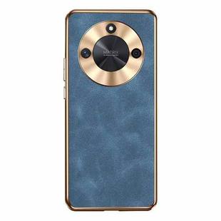 For Honor X50 Electroplating Lambskin Leather Phone Case(Blue)