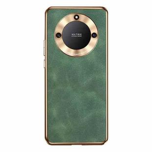 For Honor X40 Electroplating Lambskin Leather Phone Case(Green)