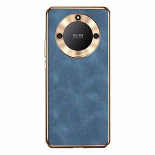 For Honor X40 Electroplating Lambskin Leather Phone Case(Blue)