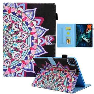 For iPad Pro 11 2024 Colored Drawing Leather Smart Tablet Case(National Flower)