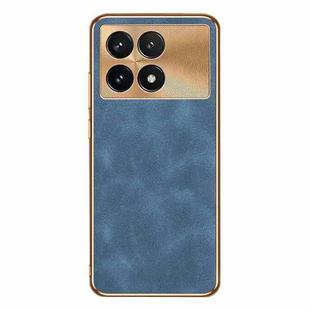 For Xiaomi Redmi K70 Electroplating Lambskin Leather Phone Case(Blue)