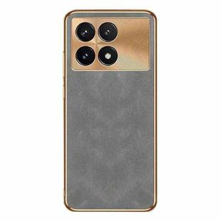 For Xiaomi Redmi K70 Electroplating Lambskin Leather Phone Case(Grey)