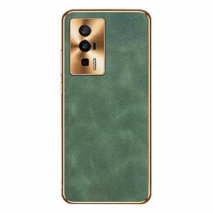 For Xiaomi Redmi K60 Electroplating Lambskin Leather Phone Case(Green)