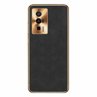 For Xiaomi Redmi K60 Electroplating Lambskin Leather Phone Case(Black)