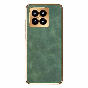 For Xiaomi 14 Pro Electroplating Lambskin Leather Phone Case(Green)