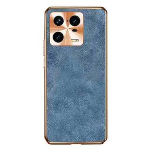 For Xiaomi 13 Electroplating Lambskin Leather Phone Case(Blue)