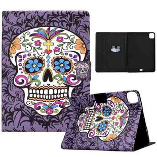 For iPad Pro 11 2024 Voltage Colored Drawing Smart Leather Tablet Case(Skull)