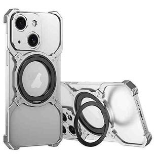 For iPhone 14 Mechanical Arm Borderless MagSafe Holder Metal Phone Case(Silver)